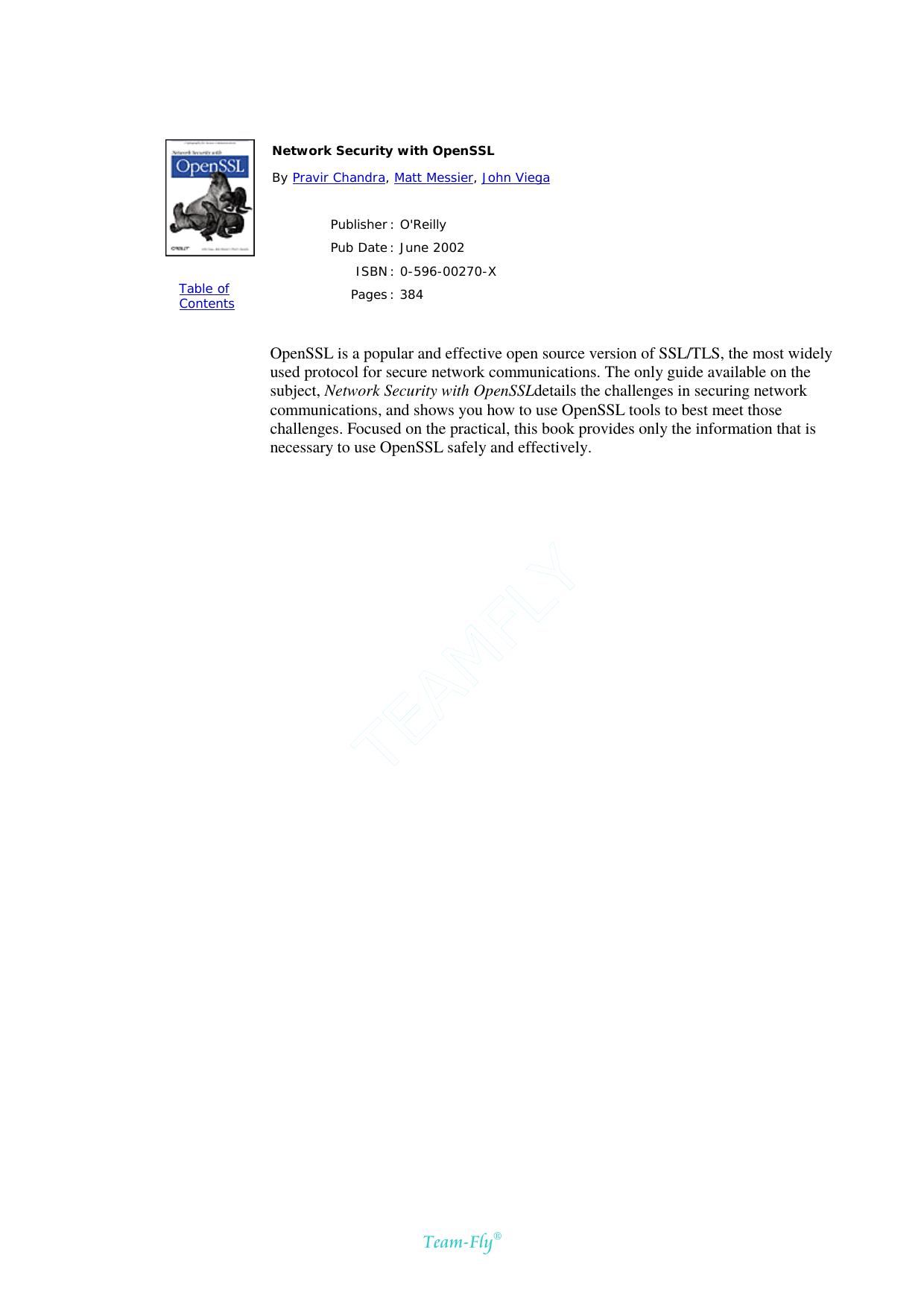 Network Security with OpenSSL Ebook(O'Reilly) by Unknown