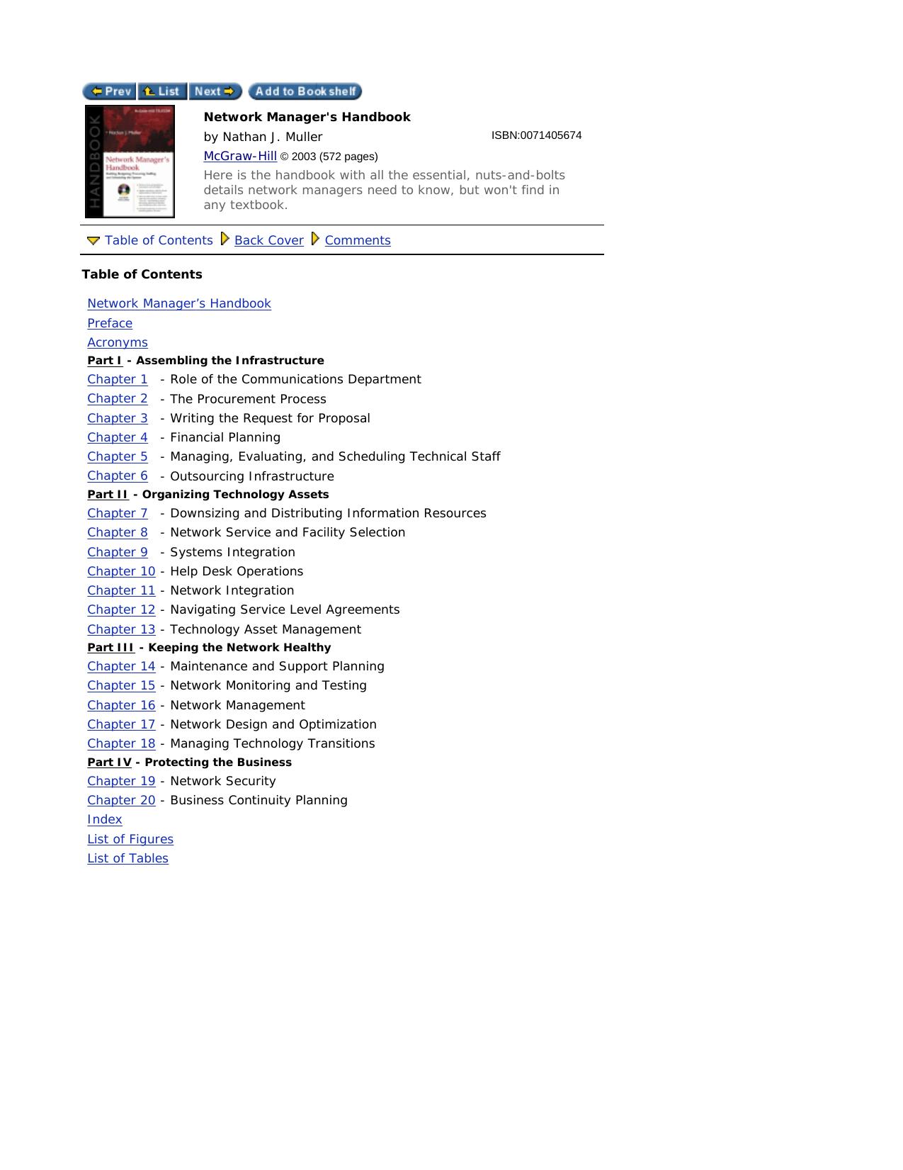 Network manager's handbook by Muller Nathan J