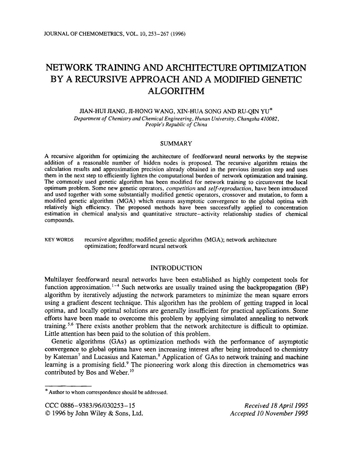 Network training and architecture optimization by a recursive approach and a modified genetic algorithm by Unknown