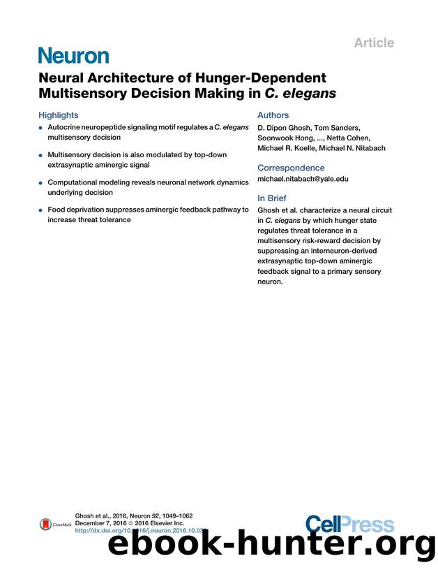 Neural Architecture of Hunger-Dependent Multisensory Decision Making in C.&nbsp;elegans by unknow
