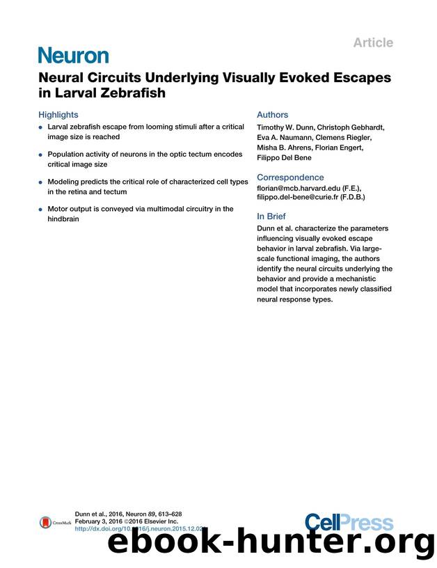 Neural Circuits Underlying Visually Evoked Escapes in Larval Zebrafish by unknow