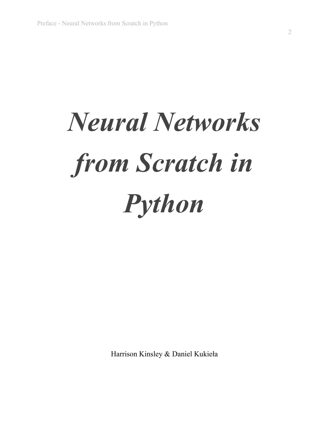 Neural Networks from Scratch in Python by Unknown