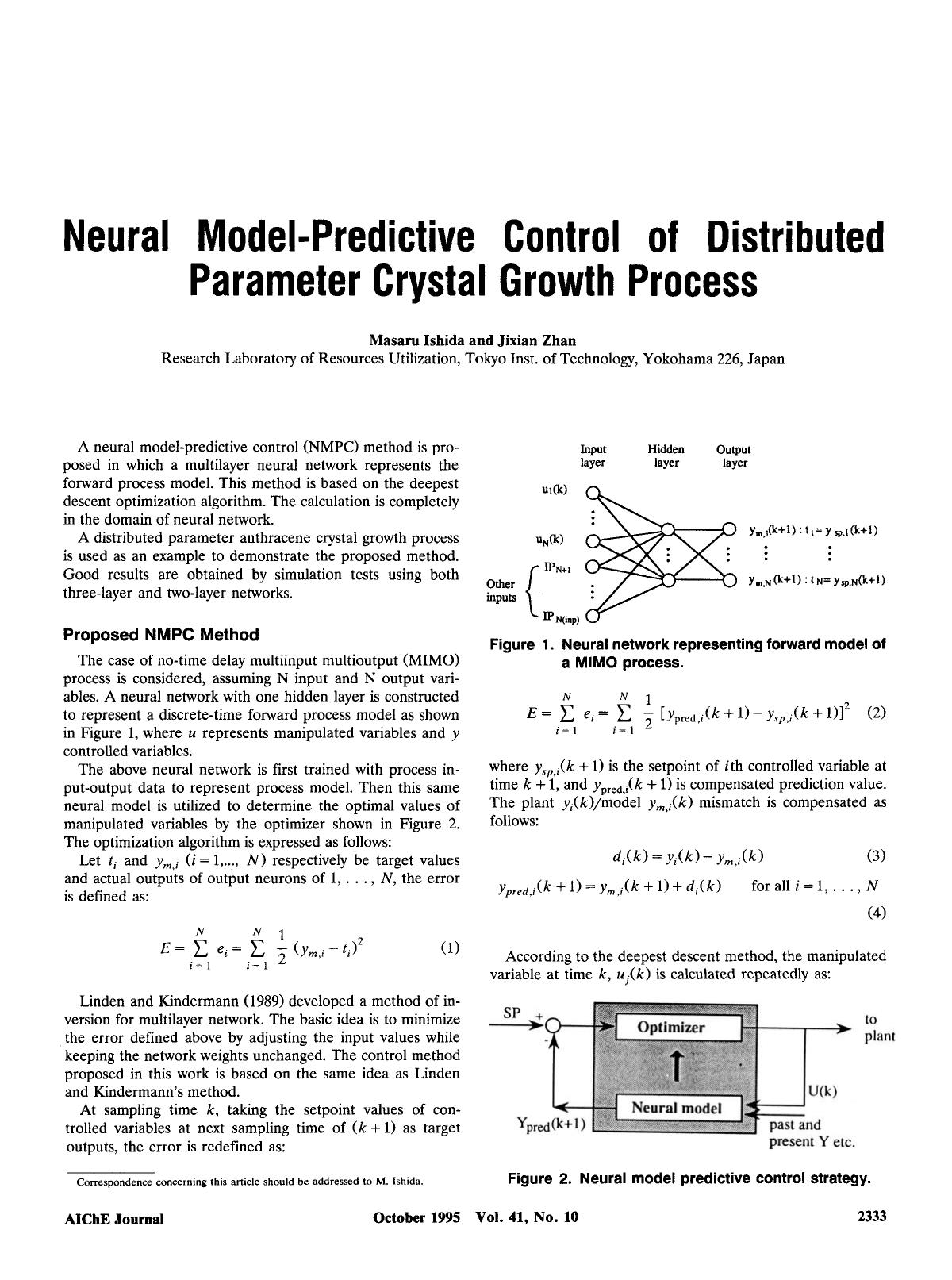 Neural model-predictive control of distributed parameter crystal growth process by Unknown