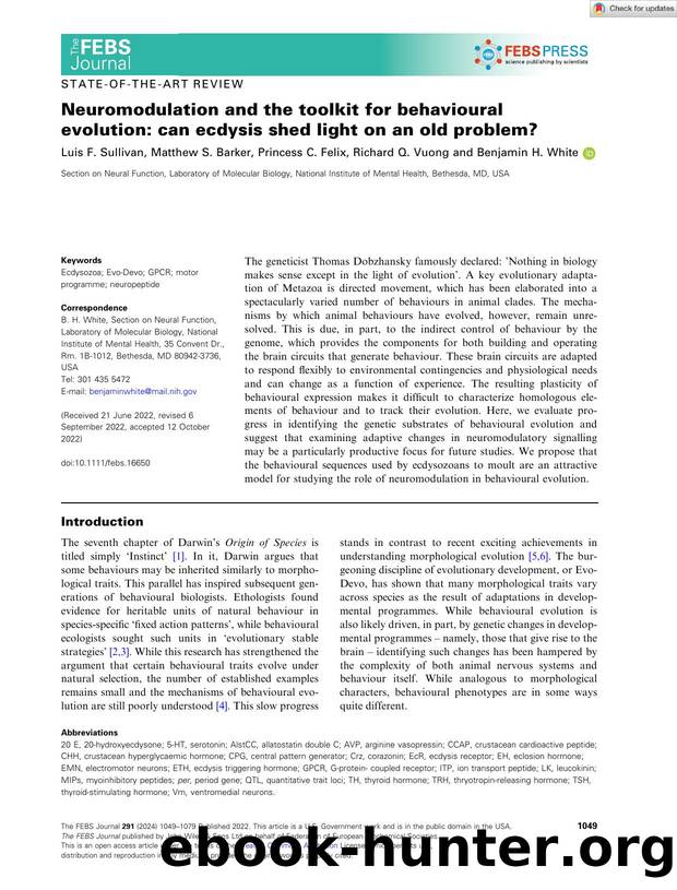 Neuromodulation and the toolkit for behavioural evolution: can ecdysis shed light on an old problem? by Unknown