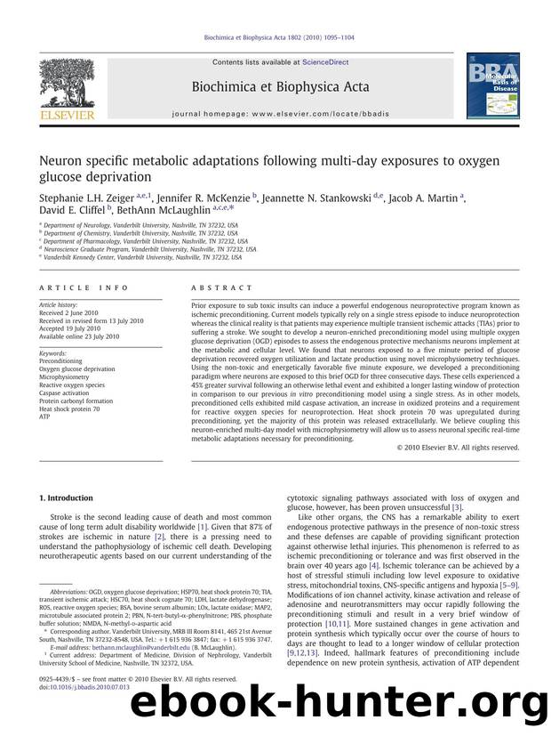 Neuron specific metabolic adaptations following multi-day exposures to oxygen glucose deprivation by Stephanie L.H. Zeiger