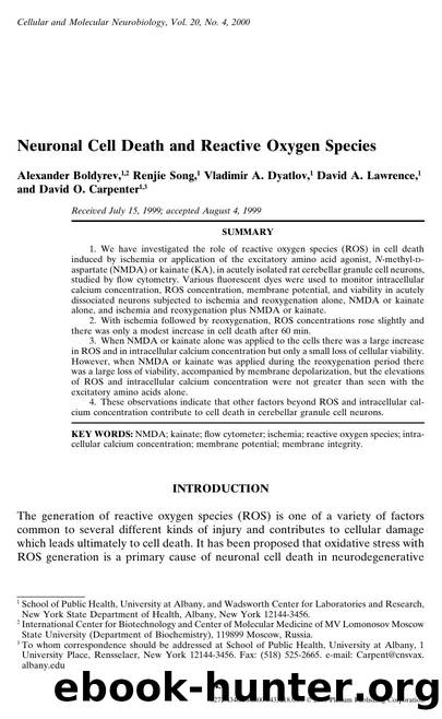 Neuronal Cell Death and Reactive Oxygen Species by Unknown