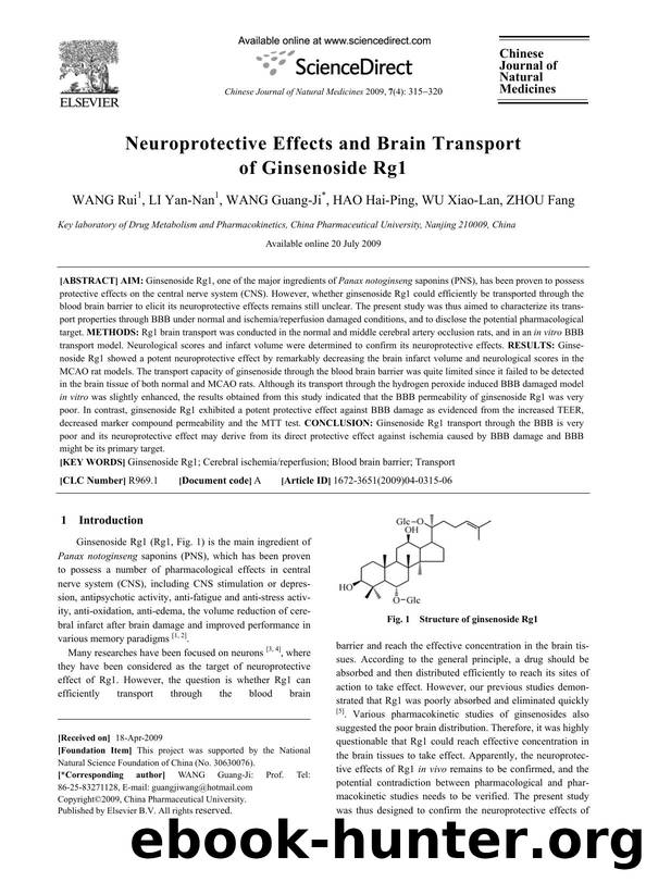 Neuroprotective Effects and Brain Transport of Ginsenoside Rg1 by Rui WANG; Yan-Nan LI; Guang-Ji WANG; Hai-Ping HAO; Xiao-Lan WU; Fang ZHOU