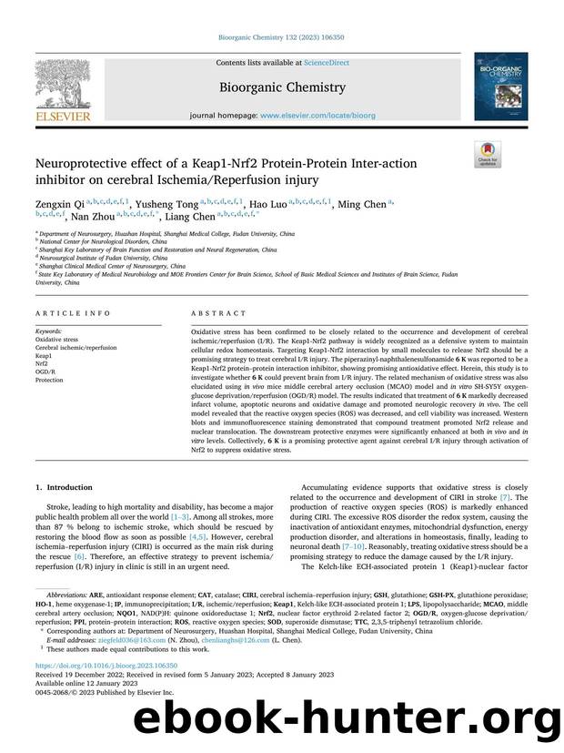 Neuroprotective effect of a Keap1-Nrf2 Protein-Protein Inter-action inhibitor on cerebral IschemiaReperfusion injury by Zengxin Qi & Yusheng Tong & Hao Luo & Ming Chen & Nan Zhou & Liang Chen