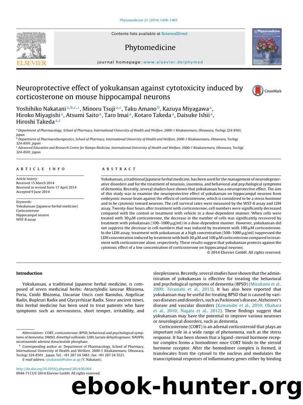 Neuroprotective effect of yokukansan against cytotoxicity induced by corticosterone on mouse hippocampal neurons by unknow