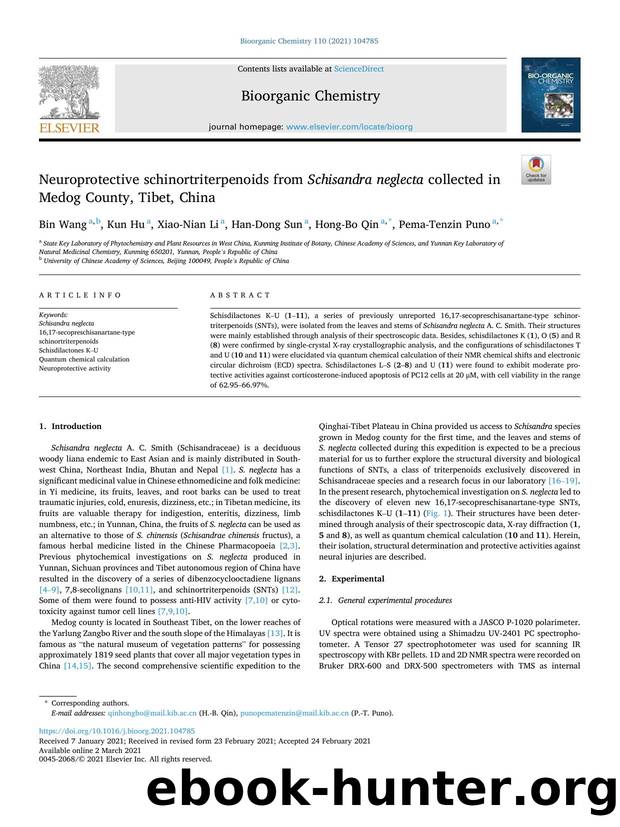 Neuroprotective schinortriterpenoids from Schisandra neglecta collected in Medog County, Tibet, China by Bin Wang & Kun Hu & Xiao-Nian Li & Han-Dong Sun & Hong-Bo Qin & Pema-Tenzin Puno
