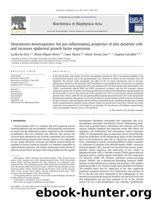 Neurotensin downregulates the pro-inflammatory properties of skin dendritic cells and increases epidermal growth factor expression by Lucília da Silva & Bruno Miguel Neves & Liane Moura & Maria Teresa Cruz & Eugénia Carvalho