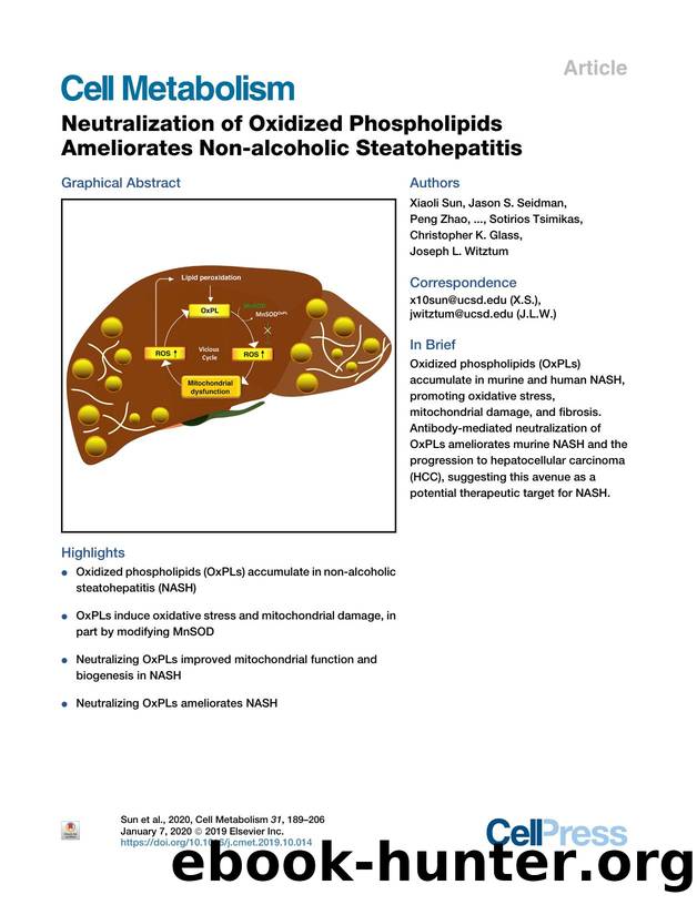 Neutralization of Oxidized Phospholipids Ameliorates Non-alcoholic Steatohepatitis by unknow