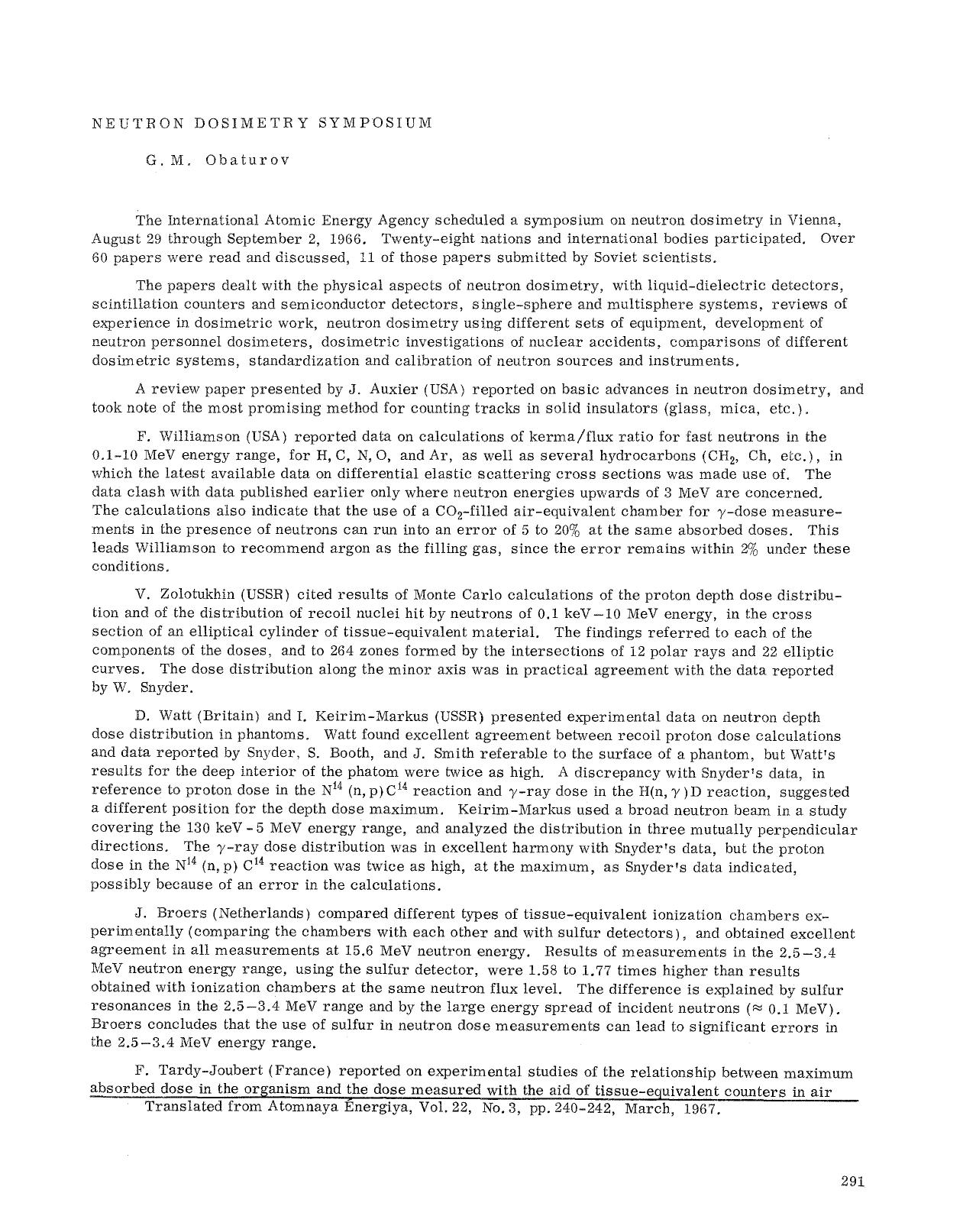 Neutron Dosimetry Symposium by Unknown