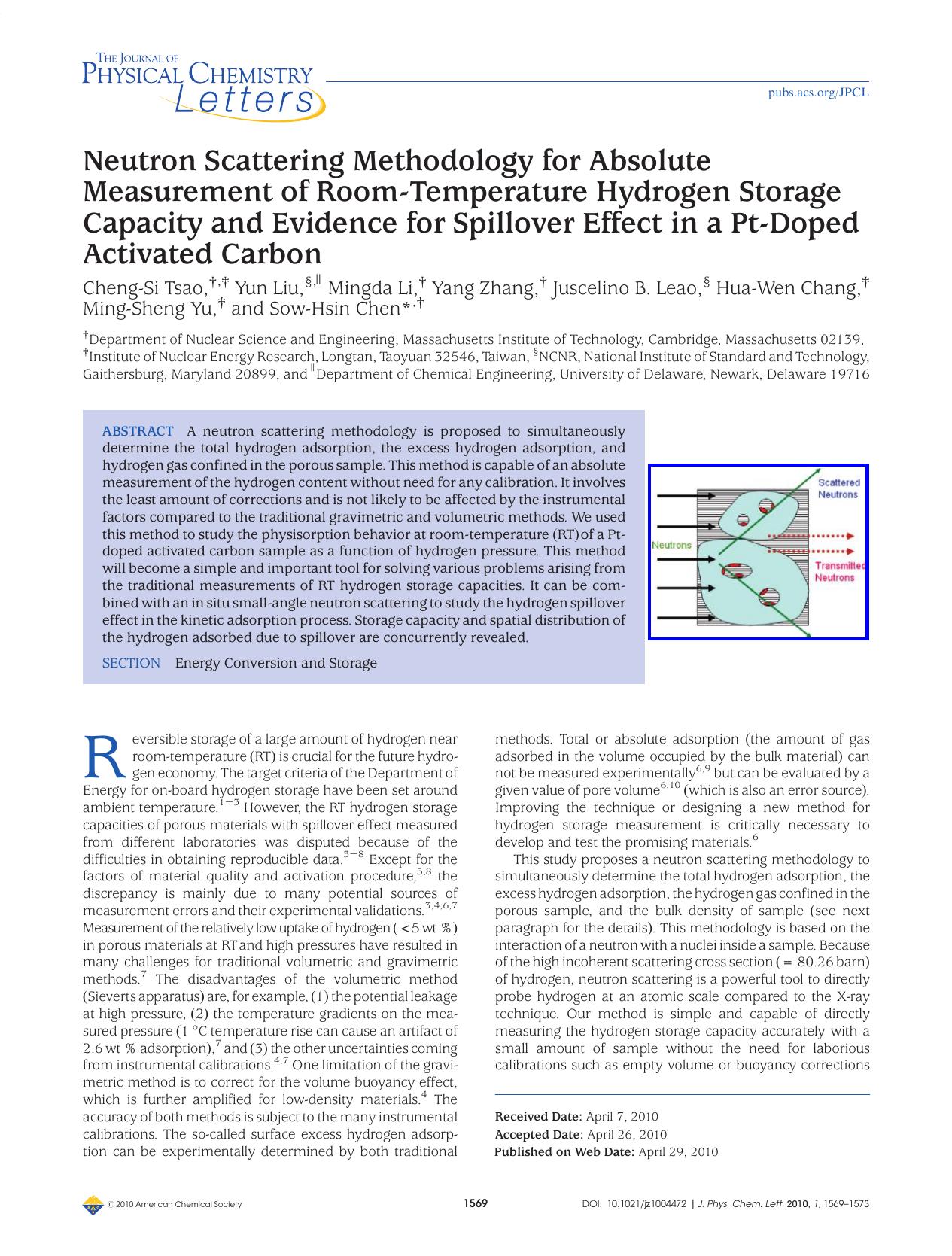 Neutron Scattering Methodology for Absolute Measurement of Room-Temperature Hydrogen Storage Capacity and Evidence for Spillover Effect in a Pt-Doped Activated Carbon by Unknown