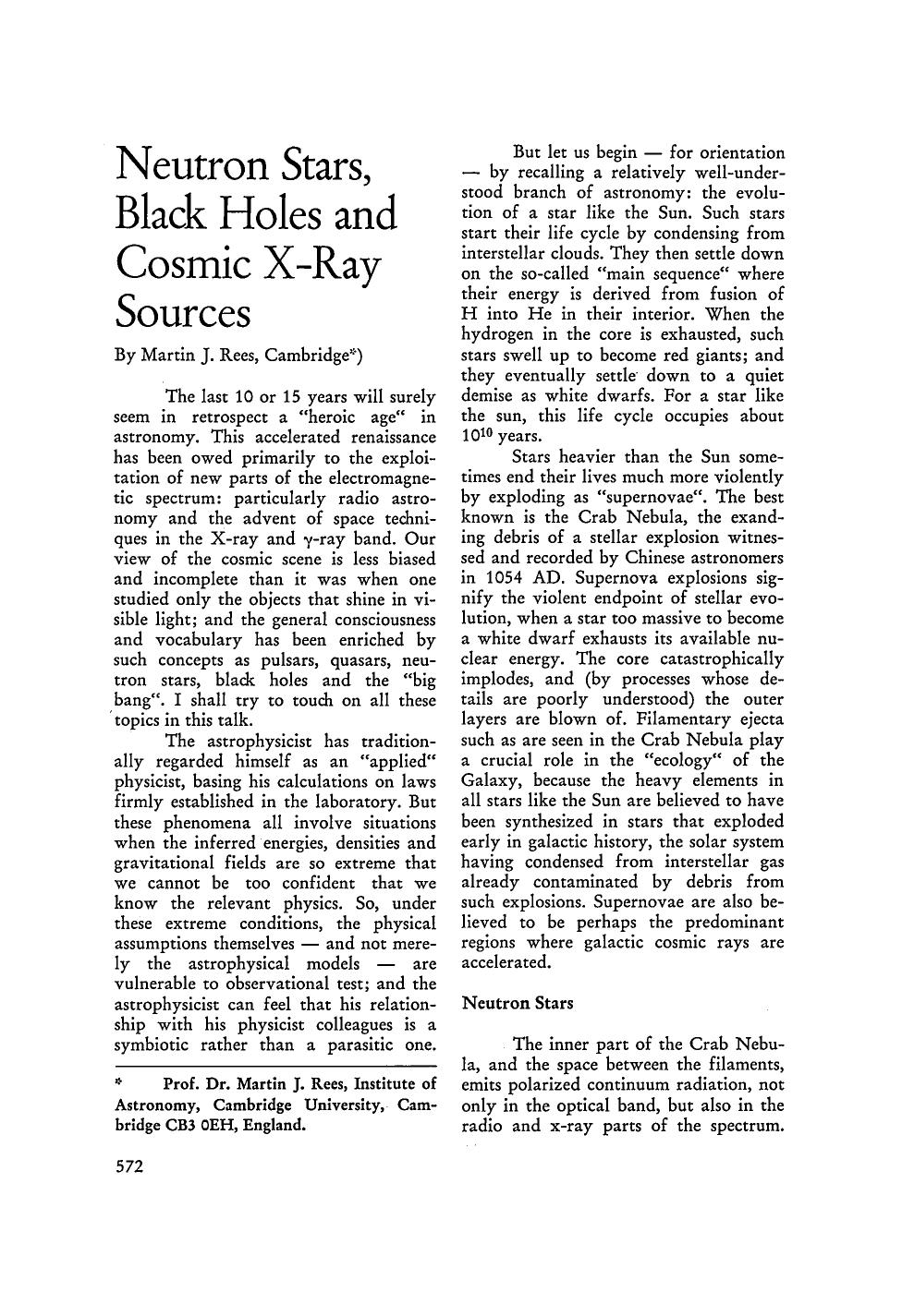 Neutron Stars, Black Holes and Cosmic XRay Sources by Neutron Stars Black Holes & Cosmic X-Ray Sources (1976)
