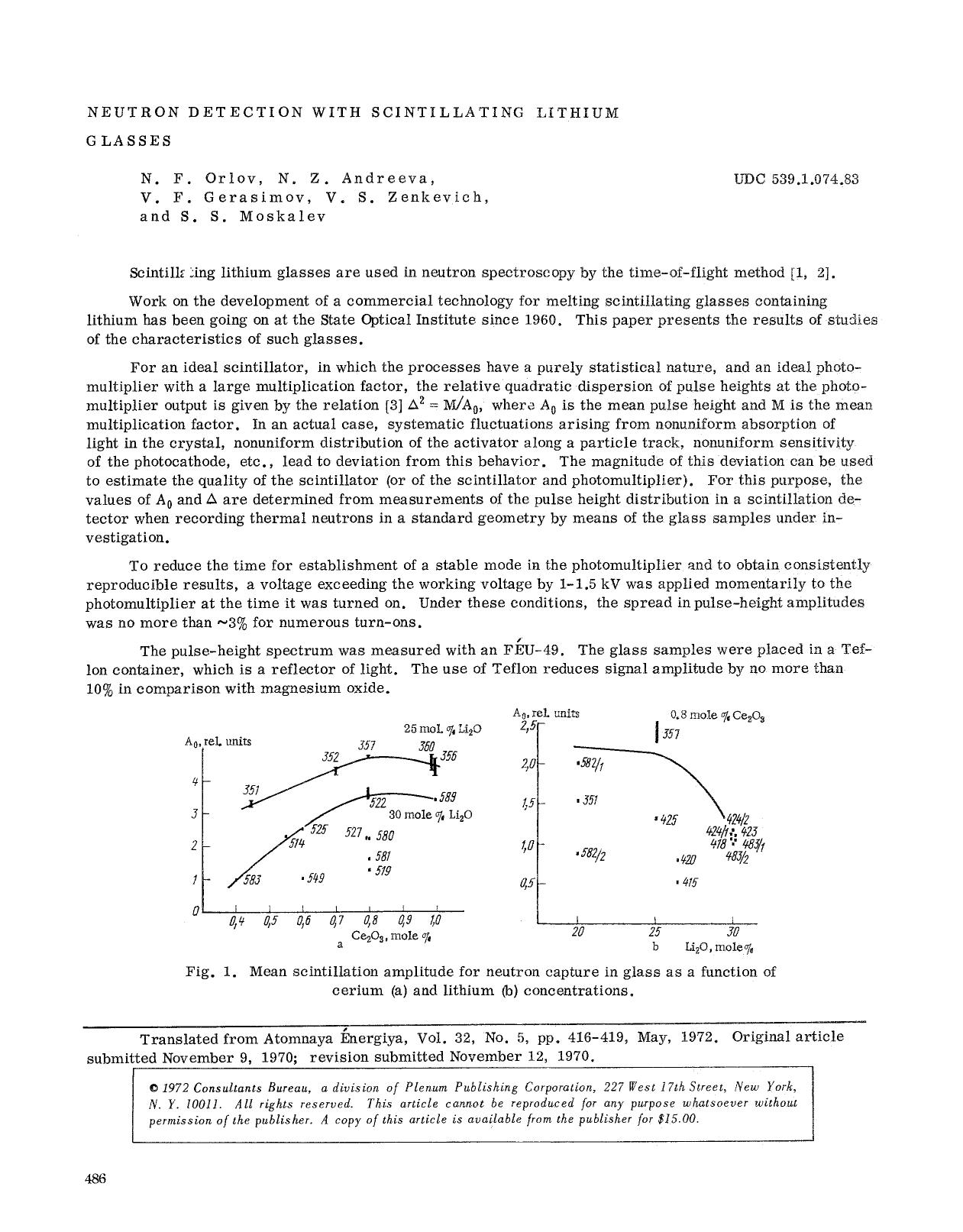 Neutron detection with scintillating lithium glasses by Unknown