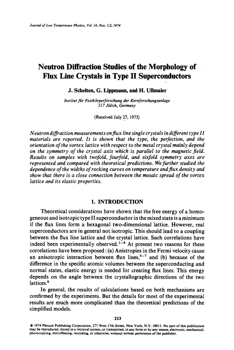 Neutron diffraction studies of the morphology of flux line crystals in type II superconductors by Unknown