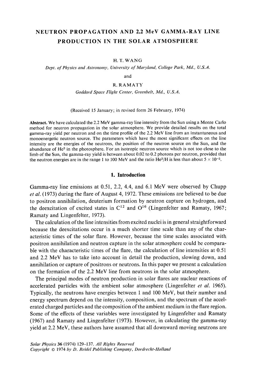 Neutron propagation and 2.2 MeV gamma-ray line production in the solar atmosphere by Unknown