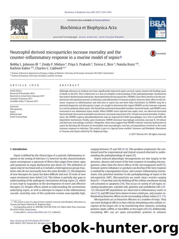 Neutrophil derived microparticles increase mortality and the counter-inflammatory response in a murine model of sepsis by unknow