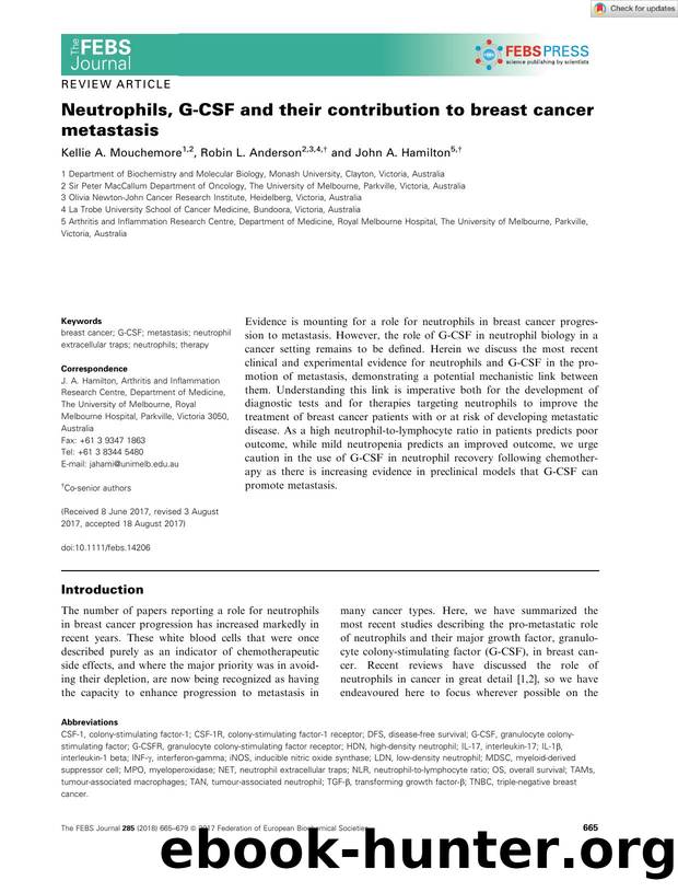 Neutrophils, GâCSF and their contribution to breast cancer metastasis by Unknown