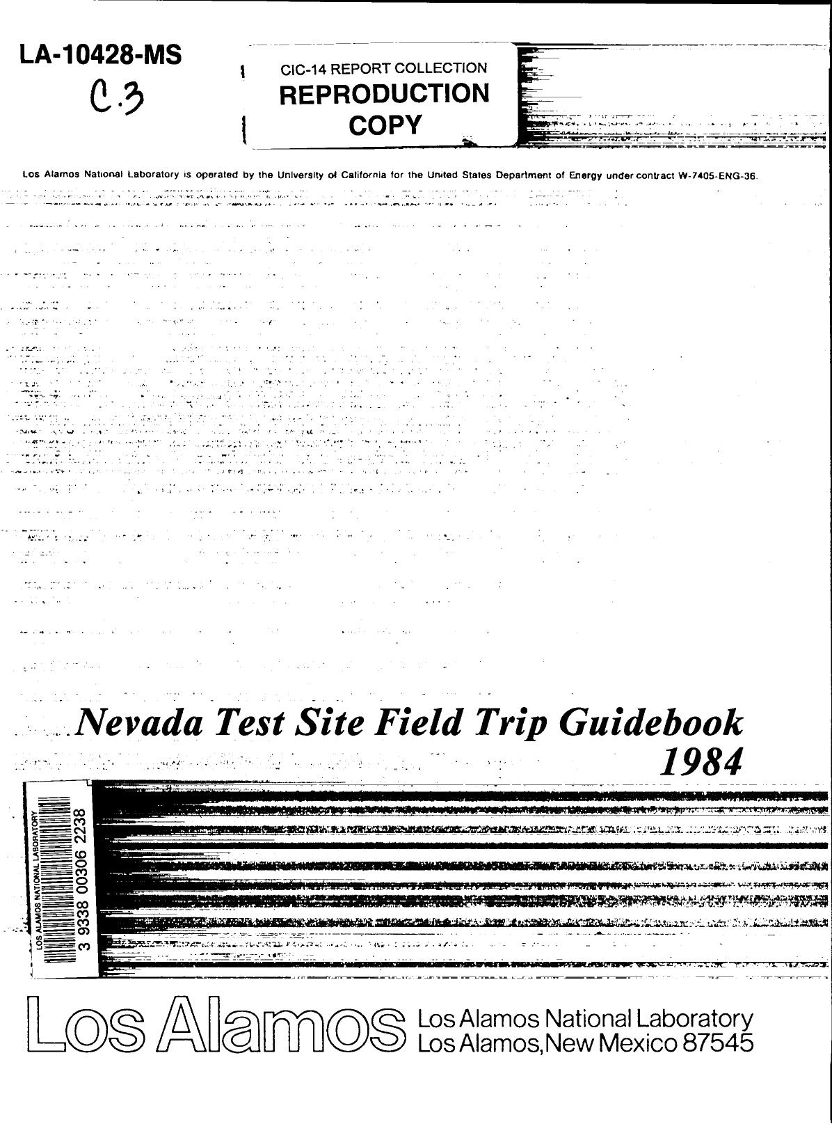 Nevada Test Site field trip guidebook 1984 LA-10428-MS by LANL Research Library LWW Project