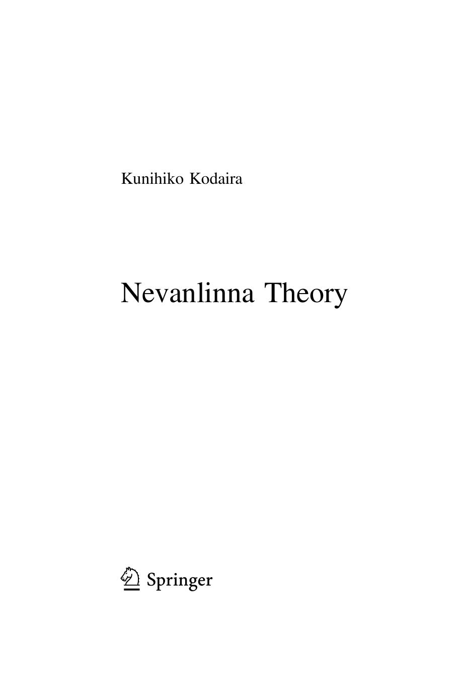 Nevanlinna Theory by Kunihiko Kodaira