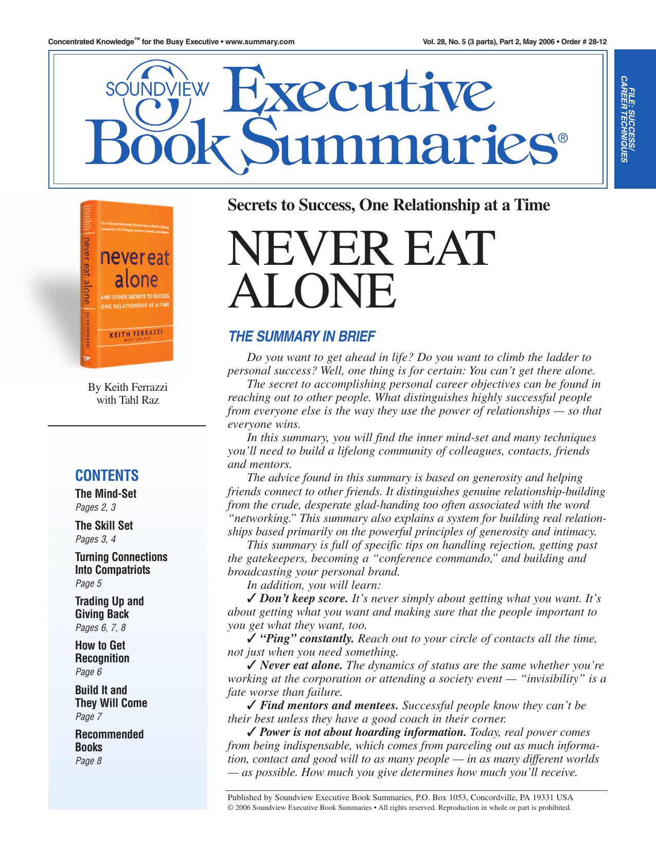Never Eat Alone by Keith Ferrazzi