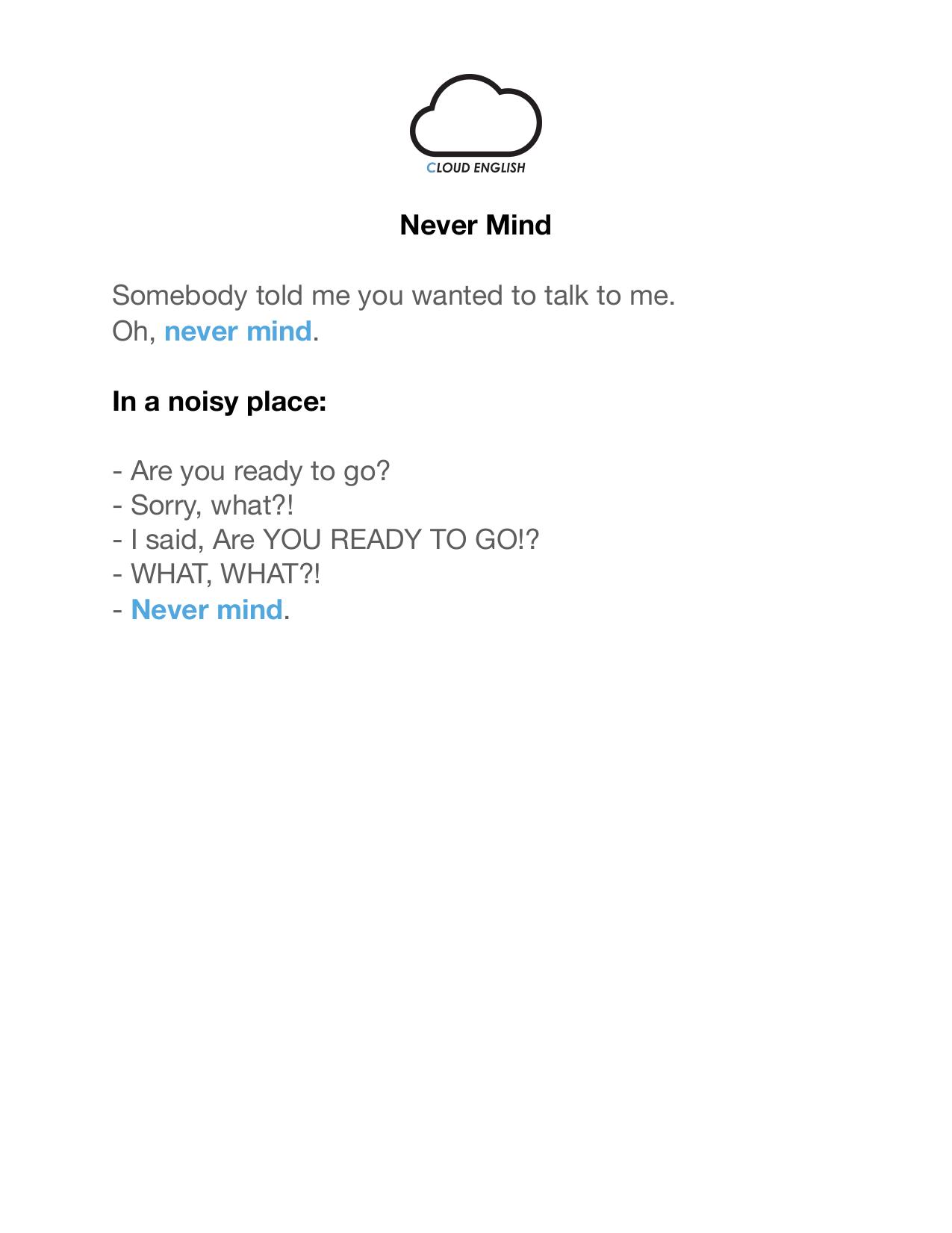 Never Mind by Unknown