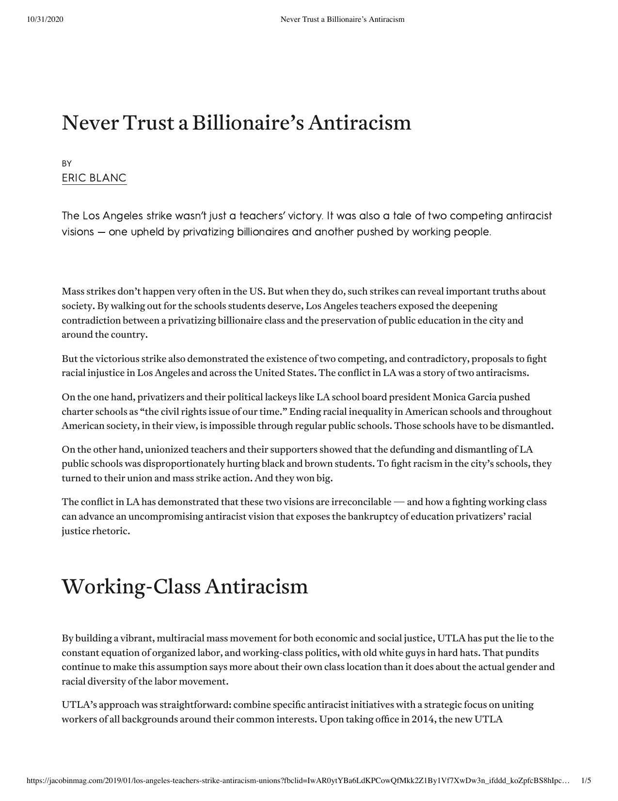 Never Trust a Billionaire's Antiracism by Eric Blanc