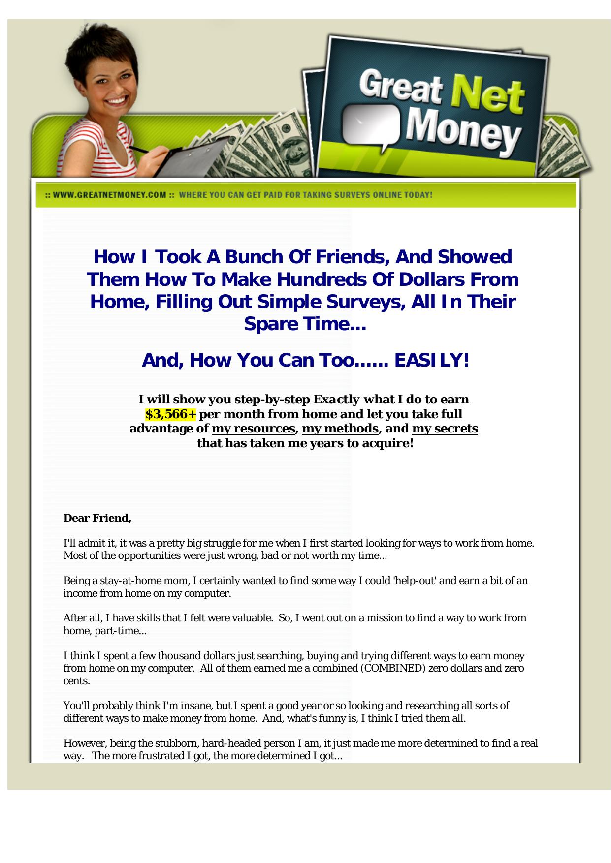 New - Paid Survey Site - GreatNetMoney.Com. by Best of Kuszter's Collection