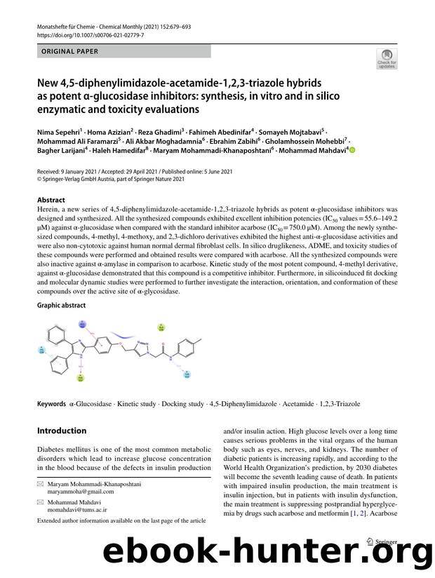 New 4,5-diphenylimidazole-acetamide-1,2,3-triazole hybrids as potent Î±-glucosidase inhibitors: synthesis, in vitro and in silico enzymatic and toxicity evaluations by unknow