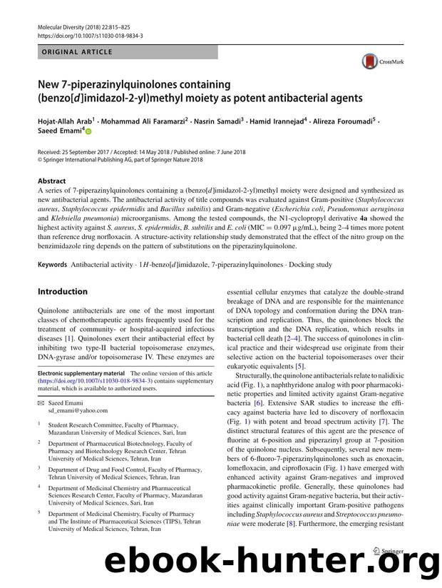 New 7-piperazinylquinolones containing (benzo[d]imidazol-2-yl)methyl moiety as potent antibacterial agents by unknow