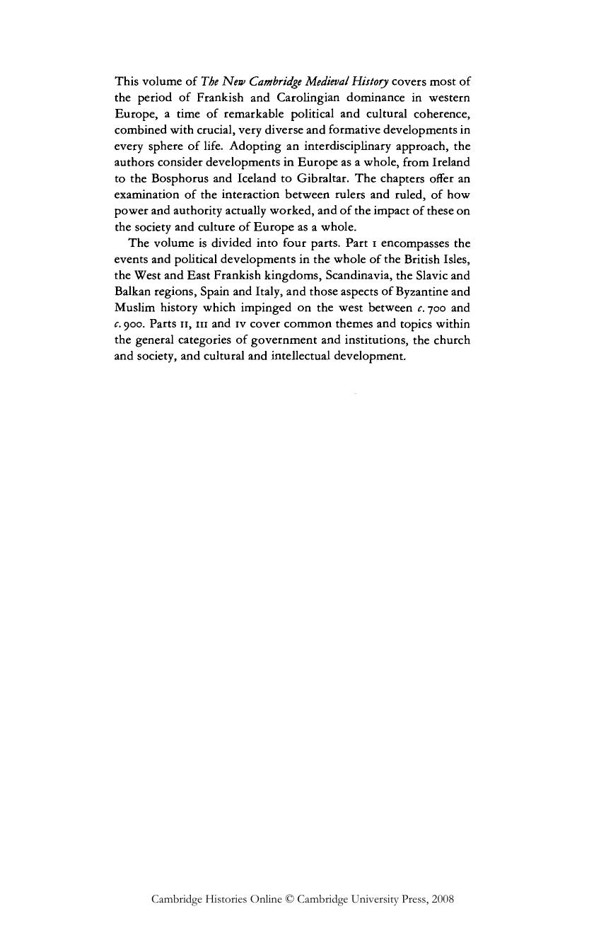 New Cambridge Medieval History Vol. 2 by 700-900