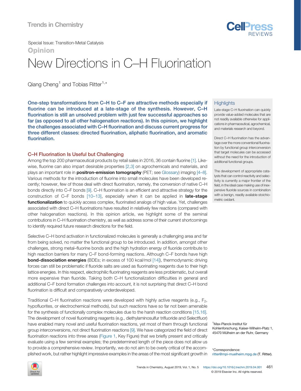New Directions in C-H Fluorination by Qiang Cheng & Tobias Ritter