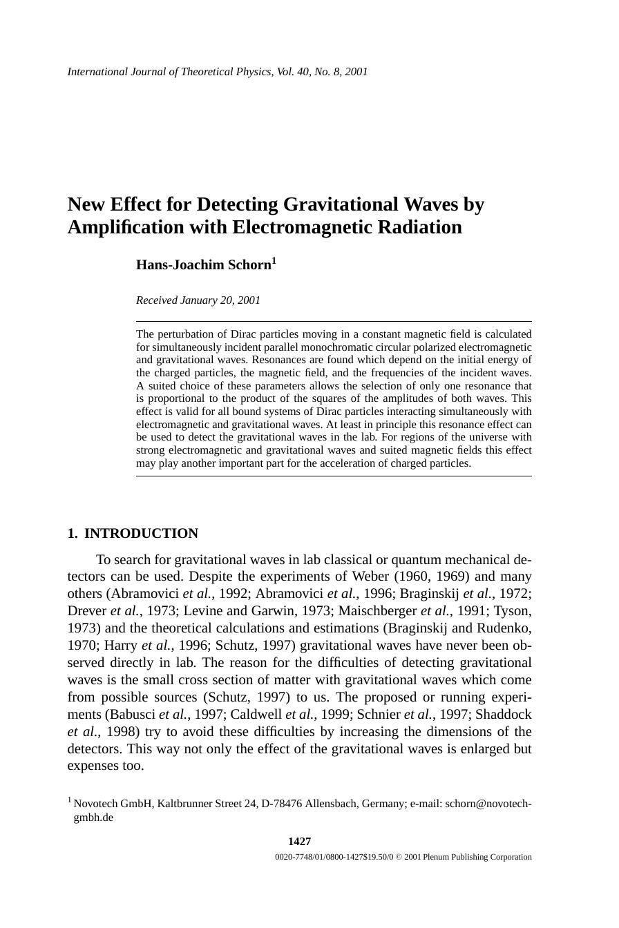 New Effect for Detecting Gravitational Waves by Amplification with Electromagnetic Radiation by Unknown
