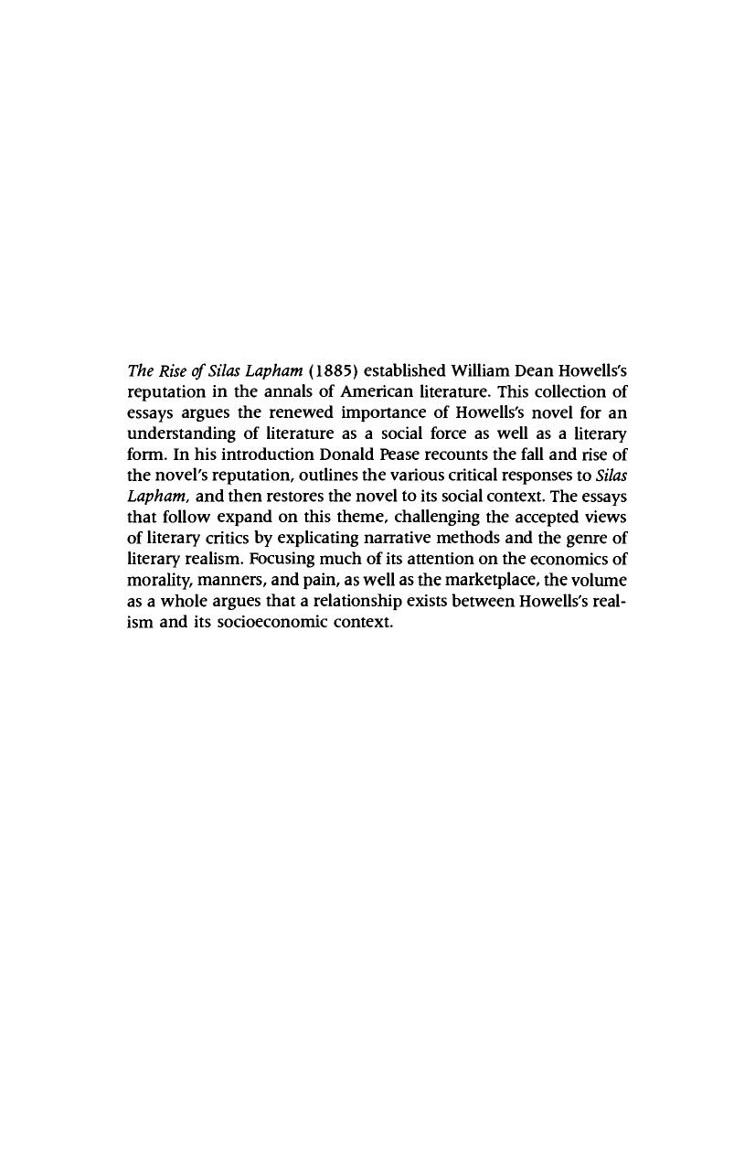 New Essays on The Rise of Silas Lapham (The American Novel) by Donald E. Pease