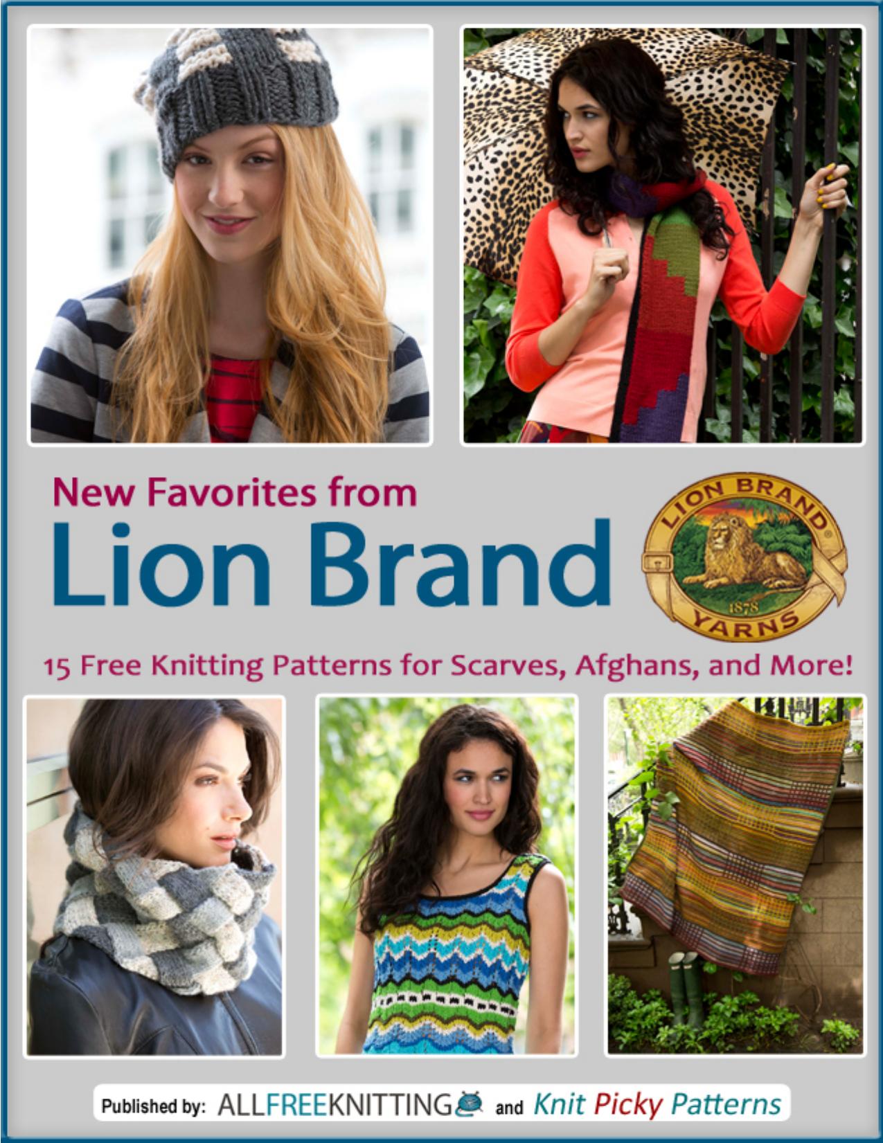 New Favorites From Lion Brand Free Knitting Patterns for Scarves Afghans by Caitlin