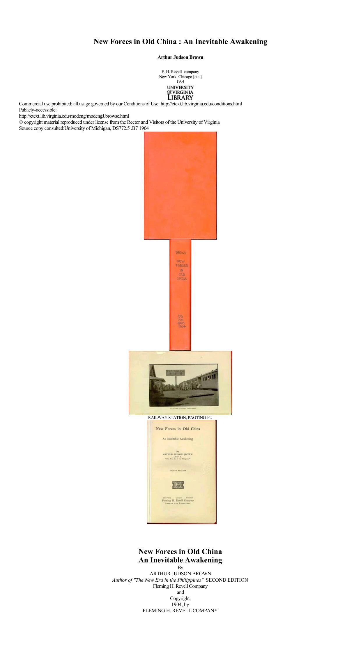 New Forces in Old China An Inevitable Awakening by Arthur Judson Brown