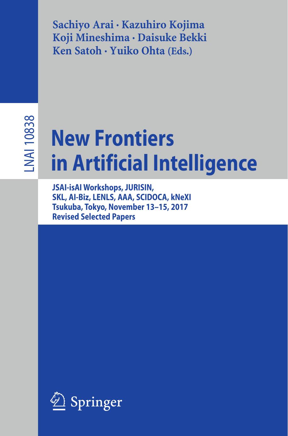 New Frontiers in Artificial Intelligence (Repost) by Unknow