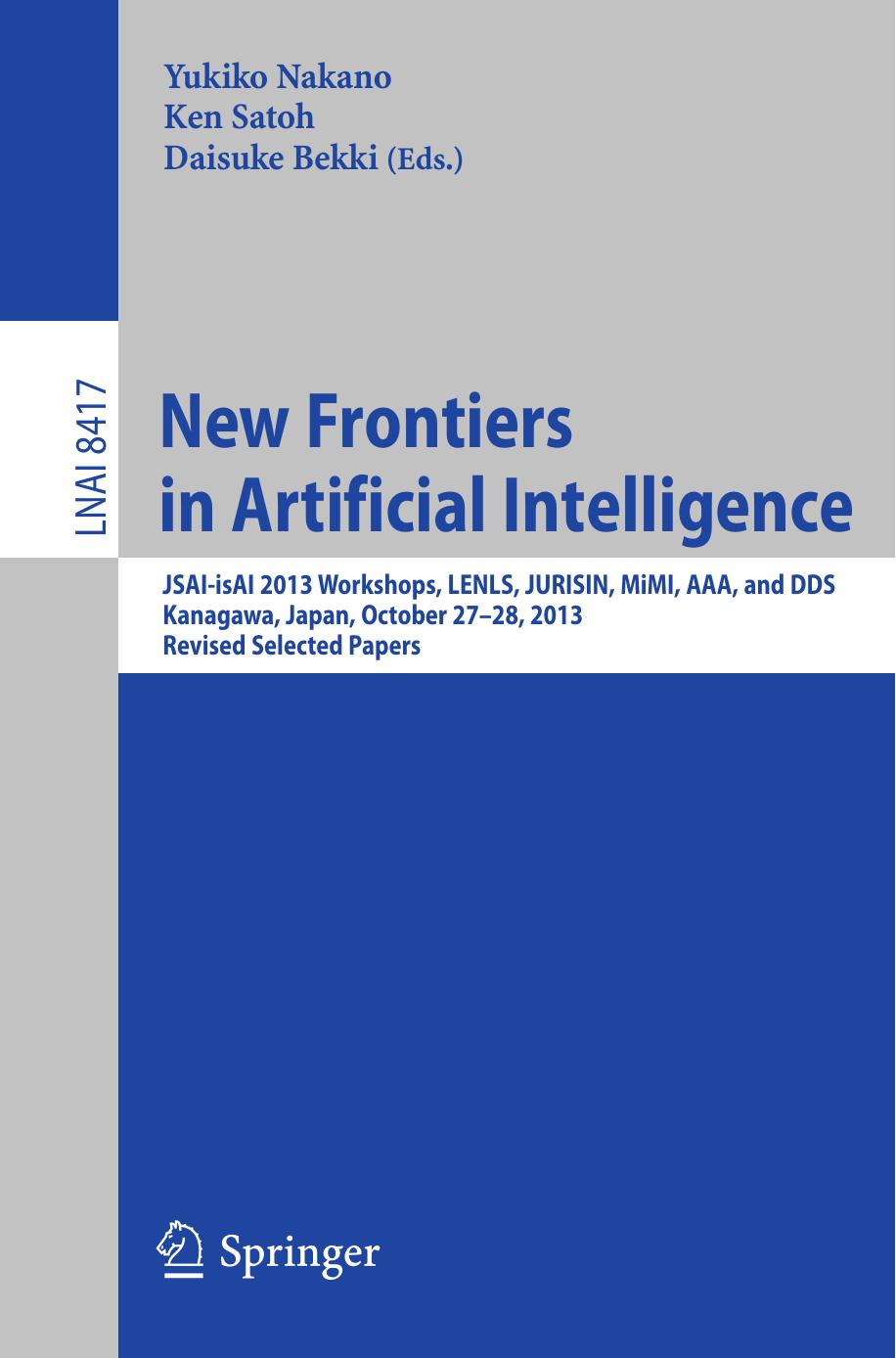 New Frontiers in Artificial Intelligence by Unknow