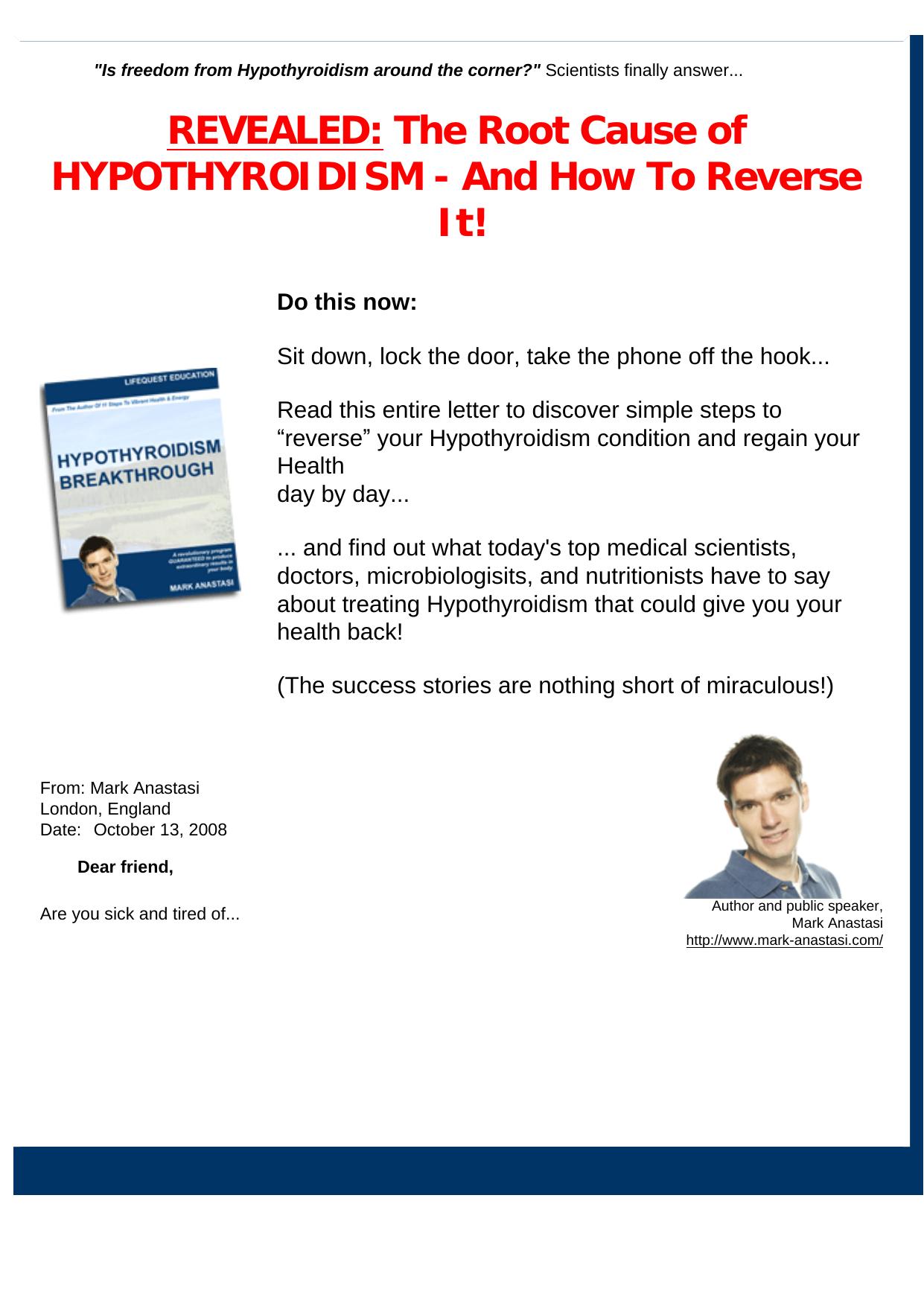 New Hypothyroidism Breakthrough. by Best of Kuszter's Collection