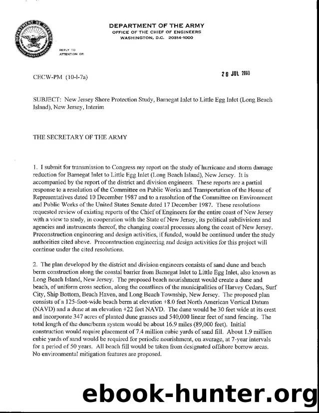New Jersey Shore Protection Study, Barnegat Inlet to Little Egg Inlet (Long Beach Island), New Jersey, Interim by Unknown