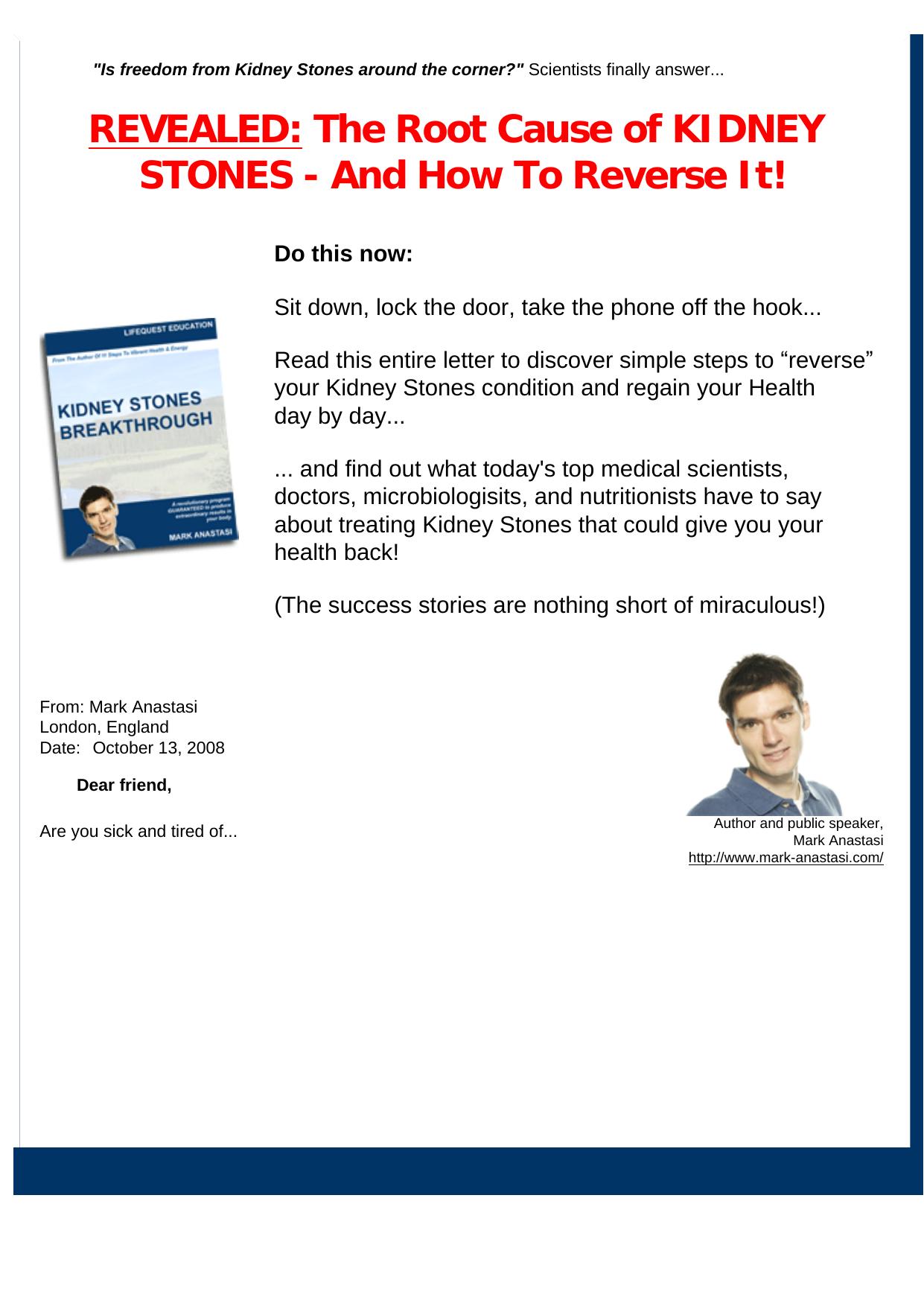 New Kidney Stones Breakthrough. by Best of Kuszter's Collection