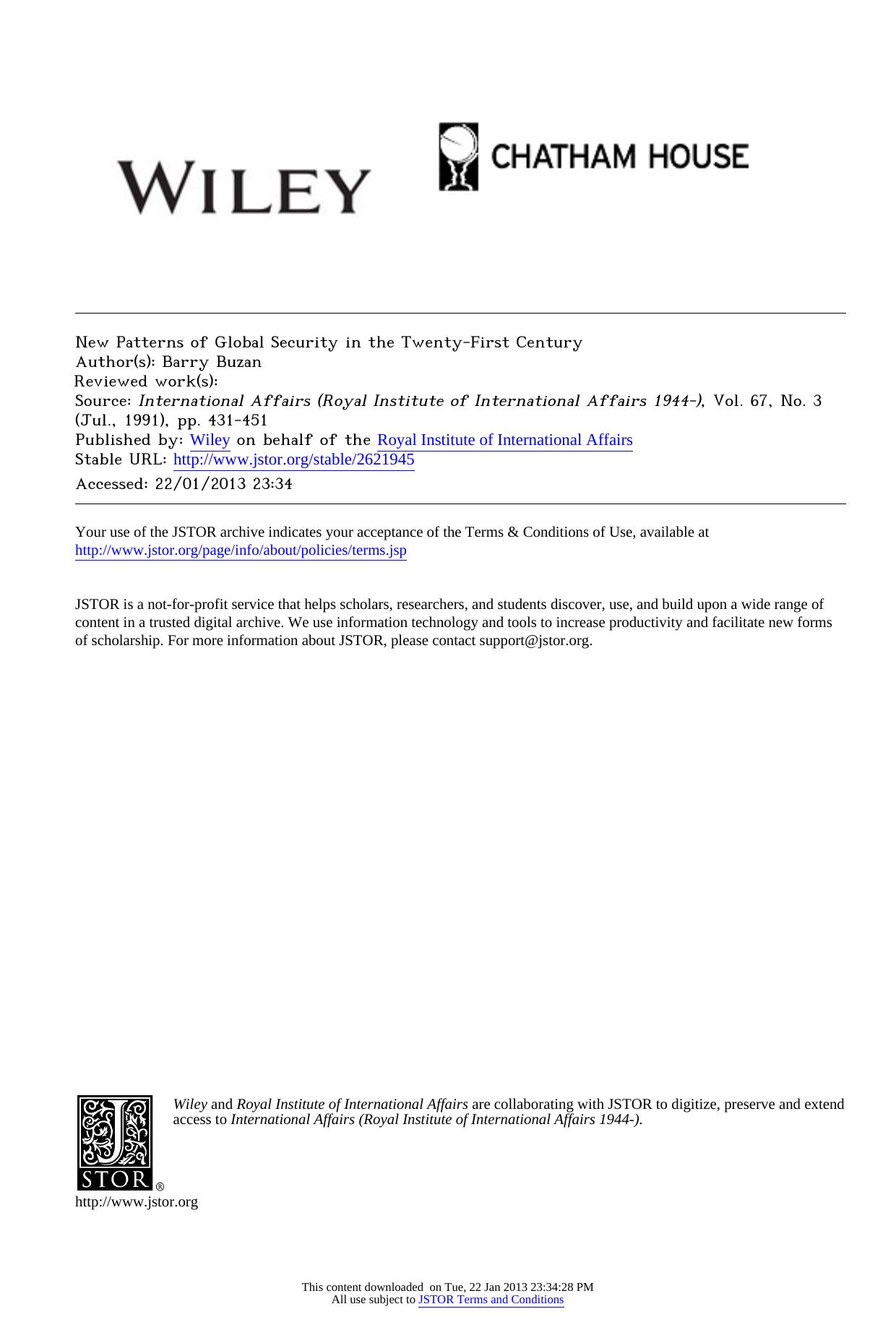 New Patterns of Global Security in the Twenty-First Century by Buzan В