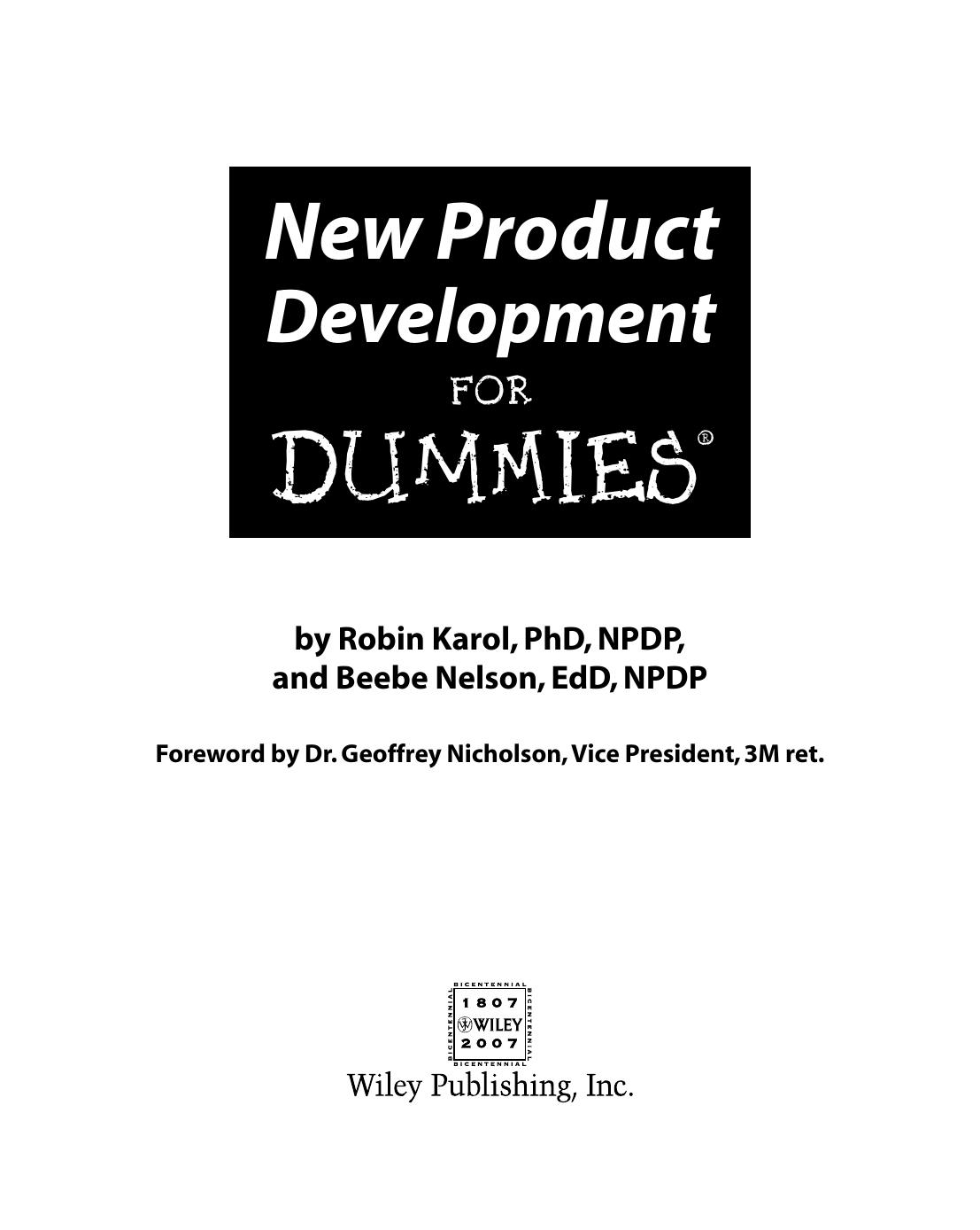 New Product Development for Dummies (ISBN by 0470117702)