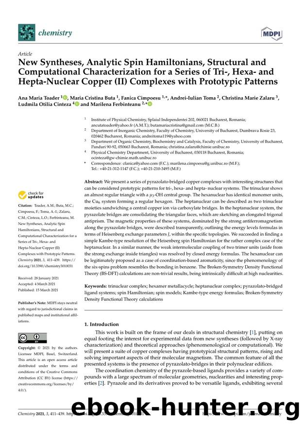 New Syntheses, Analytic Spin Hamiltonians, Structural and Computational Characterization for a Series of Tri-, Hexa- and Hepta-Nuclear Copper (II) Complexes with Prototypic Patterns by unknow