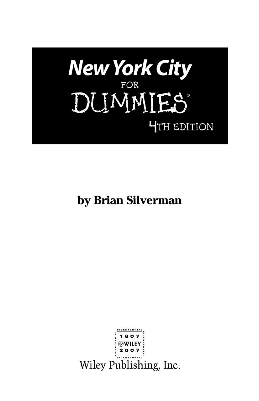 New York City For Dummies by Brian Silverman
