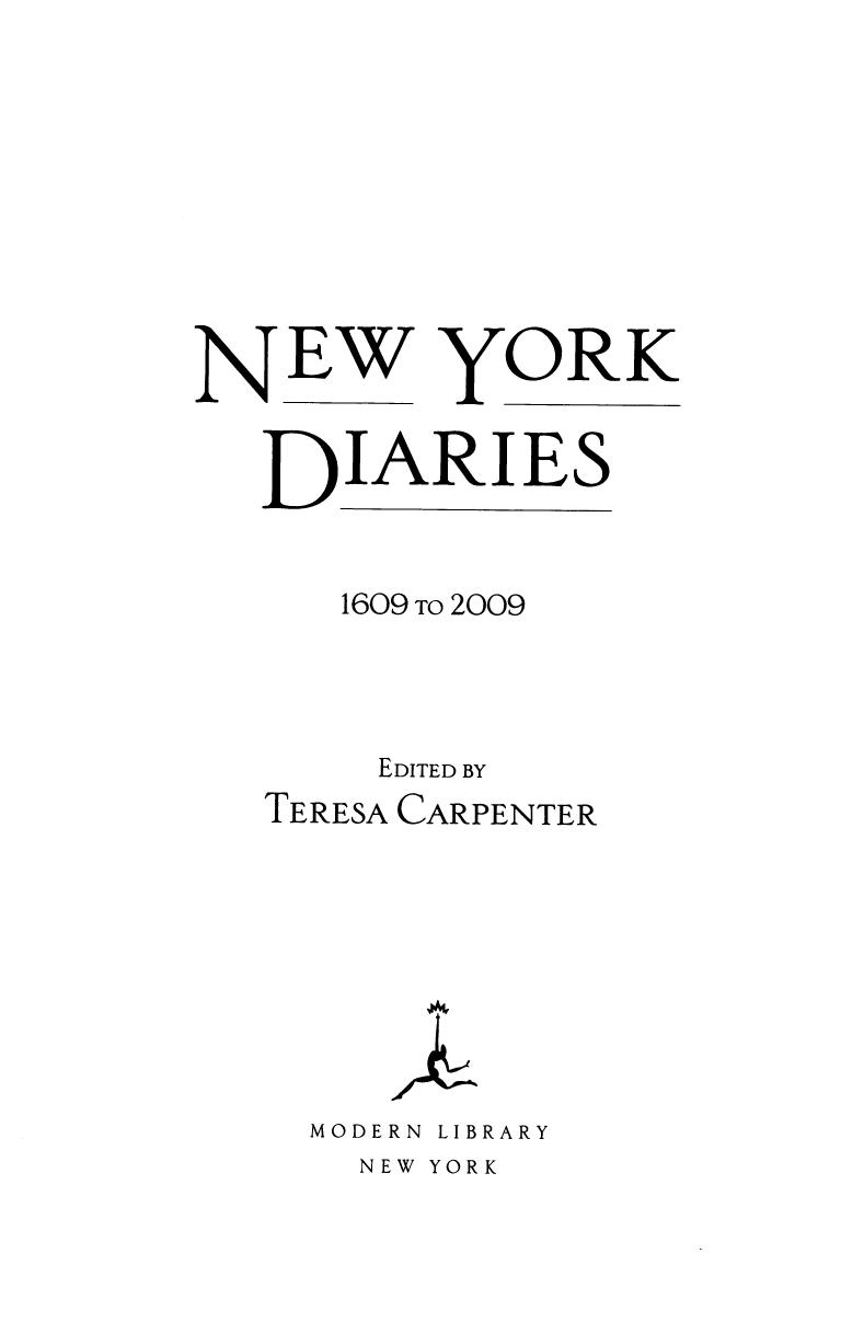 New York Diaries: 1609 to 2009 by Teresa Carpenter
