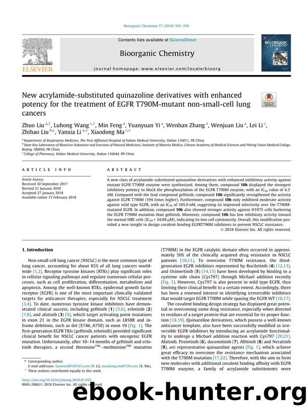 New acrylamide-substituted quinazoline derivatives with enhanced potency for the treatment of EGFR T790M-mutant non-small-cell lung cancers by Zhuo Liu