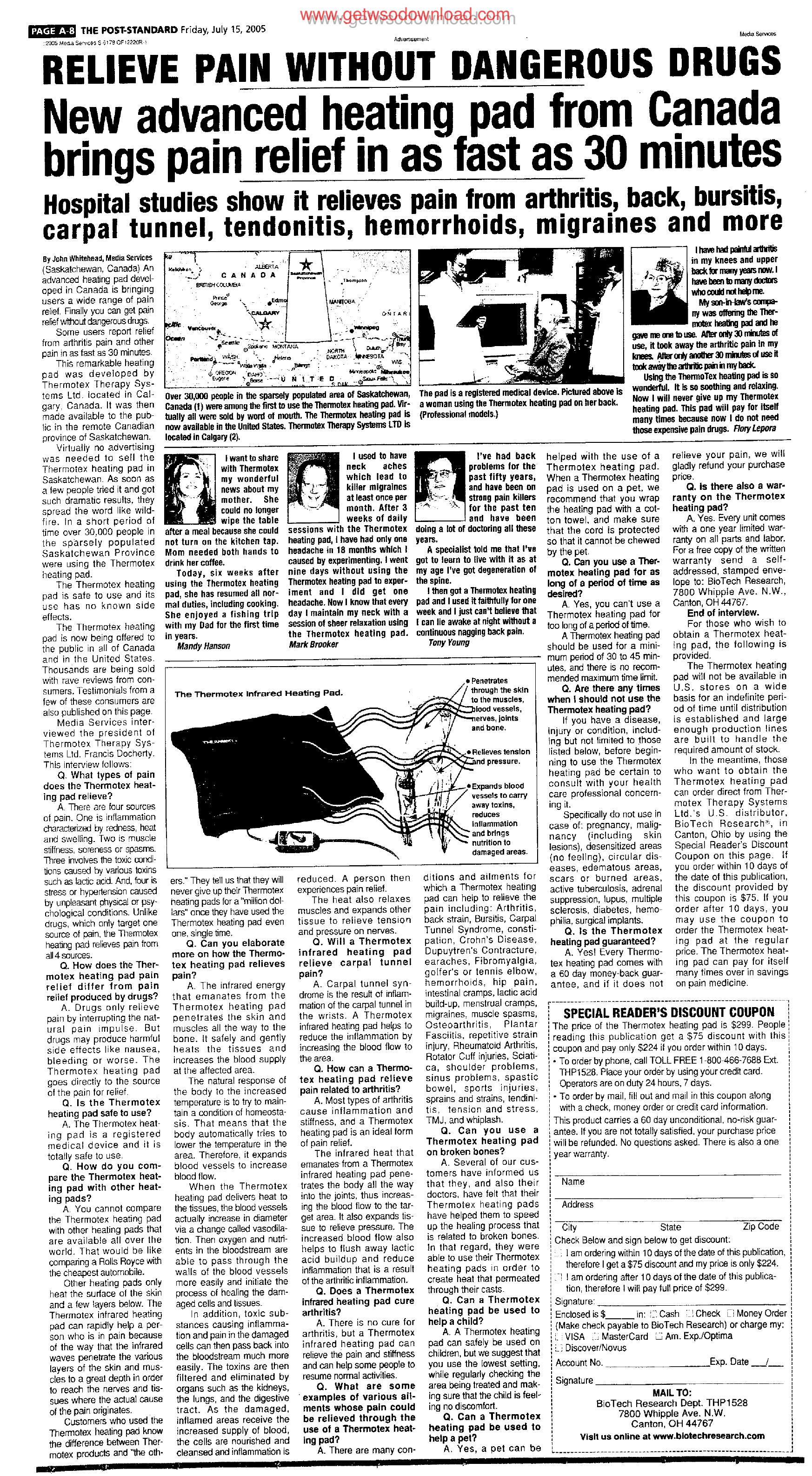 New advanced heating pad from Canada by Copyright 2006 Heritage Microfilm Inc. and Newspaperarchive.com